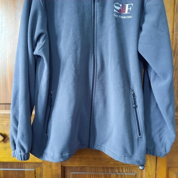 Landway Fleece dark gray embroidered San Francisco SF full zip fleece jacket - Picture 3 of 11